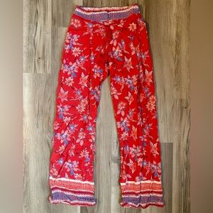 Women’s Gypsies & Moondust Floral Red Wide Leg Pant Size S